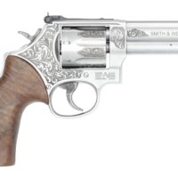 Smith & Wesson 14783 Model 686 + L-Frame Medium 357 Mag/38 Special +P 7 Shot 4.13" Stainless Steel Engraved Barrel, Cylinder & Frame, Tyler Gun Works Bear Hugger Walnut Grip, Exposed Hammer