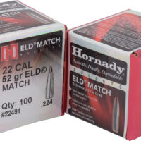 Hornady 22491 ELD Match 22 Cal .224 52 gr Extremely Low Drag Match 100 Per Box/ 40 Case