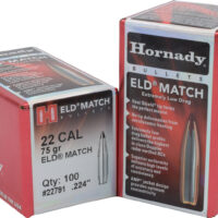 Hornady 22791 ELD Match 22 Cal .224 75 gr Extremely Low Drag Match 100 Per Box/ 25 Case