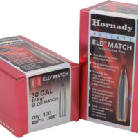 Hornady 30713 ELD Match 30 Cal .308 178 gr Extremely Low Drag Match 100 Per Box/ 15 Case