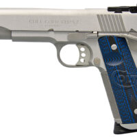 Colt Mfg O5070XE Gold Cup Trophy 45 ACP 8+1 5" Steel Barrel, Stainless Steel Serrated Slide & Frame w/Beavertail, Competition Blue G10 Grips, Right Hand