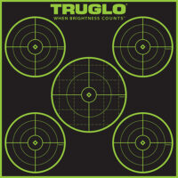 TruGlo TG11A12 Tru-See 5-Bull Target Self-Adhesive Heavy Paper Black/Green 12"x12" 5-Bullseye 12 Pack