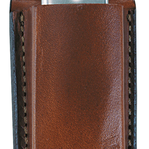 Bianchi 10734 Open Top Mag Pouch  Single Tan Leather Belt Clip Compatible w/ 9mm/10mm/40/45 Belts 1.75" Wide