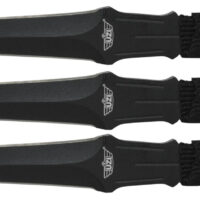 Uzi Accessories UZKTRW003 Throwing Knives 3" Fixed Straight Back Plain Black Stainless Steel Blade Black Nylon Cord Wrapped Handle