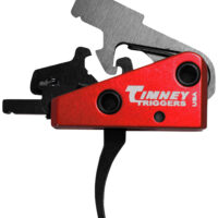 Timney Triggers 662S Targa Short Trigger Two-Stage Curved Trigger with 2 lbs Draw Weight & Black/Red Finish for AR-Platform