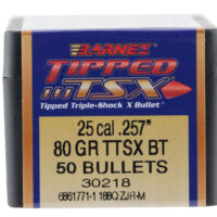 Barnes Bullets 30218 Tipped TSX 25Cal 80gr Boat Tail 50/Box