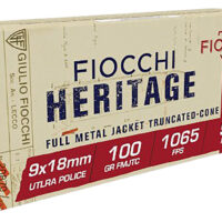 Fiocchi 9X18 Heritage 9x18mmUltra 100gr Full Metal Jacket Truncated Cone 50 Per Box/20 Case