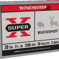 Winchester Ammo XB203 Super X 20Gauge 2.75" 20Pellets 3Buck Shot 5 Per Box/50 Case