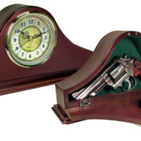 Peace Keeper MGC Mantle Gun Clock Front Panel Entry Mahogany Stain Wood Holds 1 Handgun 14.62" L x 7.37" H x 3.75" D