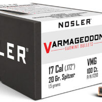 Nosler 17210 Varmageddon 17Cal 20gr Flat Base Tipped 100/Box