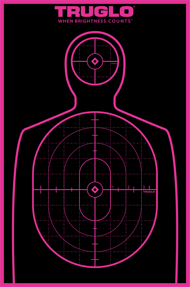 TruGlo TG13P6 Tru-See Handgun Target Self-Adhesive Heavy Paper Black/Pink 12"x18" Silhouette 6 Pack