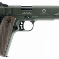 GSG GSG2210M1911G 1911 22 LR 10+1 5" Threaded Barrel, OD Green Serrated Slide, OD Green Zinc Alloy w/Beavertail Frame, Double Diamond Walnut Grip