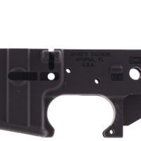 Spikes STLS019 Spider Stripped Lower Receiver with Billet Markings Multi-Caliber 7075-T6 Aluminum Black Anodized for AR-15