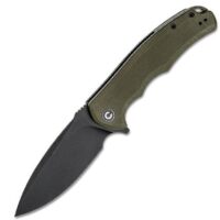 Civivi Knives C803F Praxis 3.75" Folding Plain Black Stonewashed 9Cr18MoV SS Blade, OD Green Textured G10 Handle
