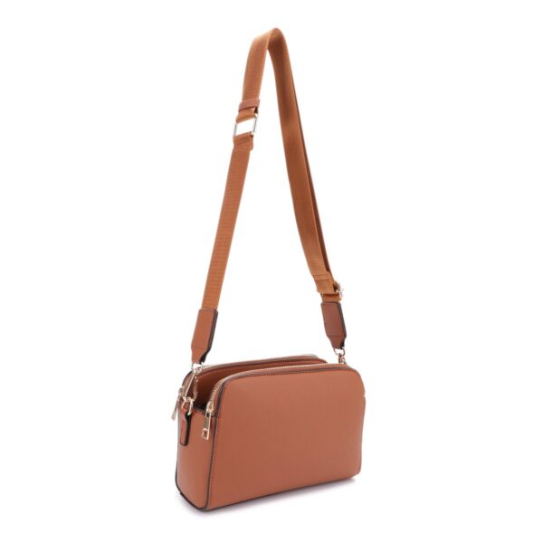 JESSIE & JAMES SUZIE COMPACT CONCEALED CROSSBODY BAG 8.5 H X 3.25 W X 6 D ( TAN )