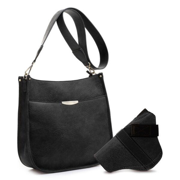 JESSIE & JAMES AVA CONCEALED CARRY LOCK AND KEY CROSSBODY HANDBAG 11 H X 11.5 W X 2.75 D ( BLACK )