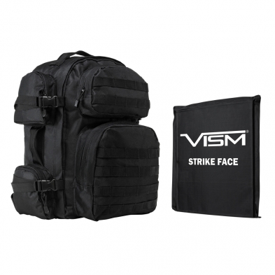 NCSTAR TACTICAL BACKPACK BLACK 6 POCKETS W/ 10'"X2" SOFT BALLISTIC PANEL