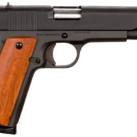 Rock Island 51421MA GI Standard FS *MA Compliant 45 ACP Caliber with 5" Barrel, 8+1 Capacity, Overall Black Parkerized Finish Steel, Beavertail Frame, Serrated Slide & Wood Grip